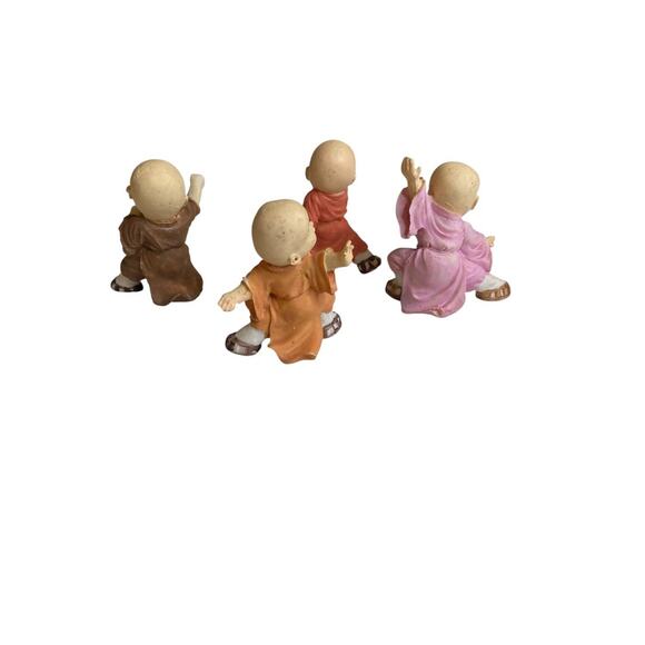 Vintage Set of 4 Baby Monk Resin Figurines Happiness 2.5" - Picture 8 of 9